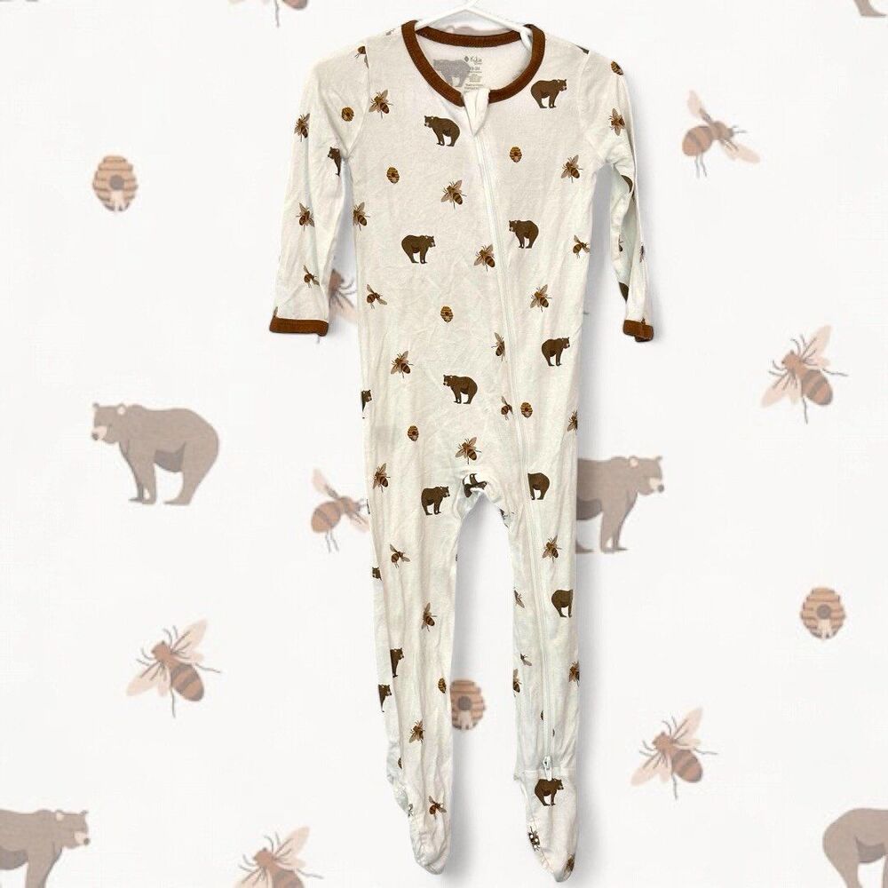 RETIRED print - Kyte BABY Honey Bear footie zippered pajamas